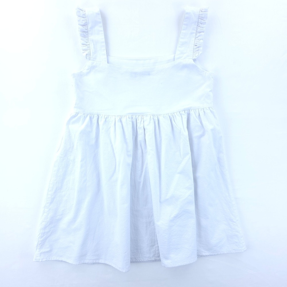 Nasty Gal Women Mini Dress Babydoll Sz 8 White Ruffle Strap Square Neck Sundress - Picture 4 of 9